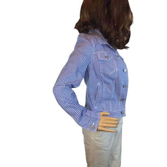 Talbots Classic Jean Jacket in Gingham Size XS NWOT - Picture 6 of 10